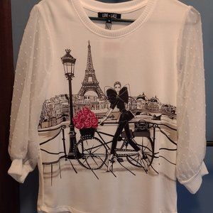 New Ivory - Black Lady on bike blouse